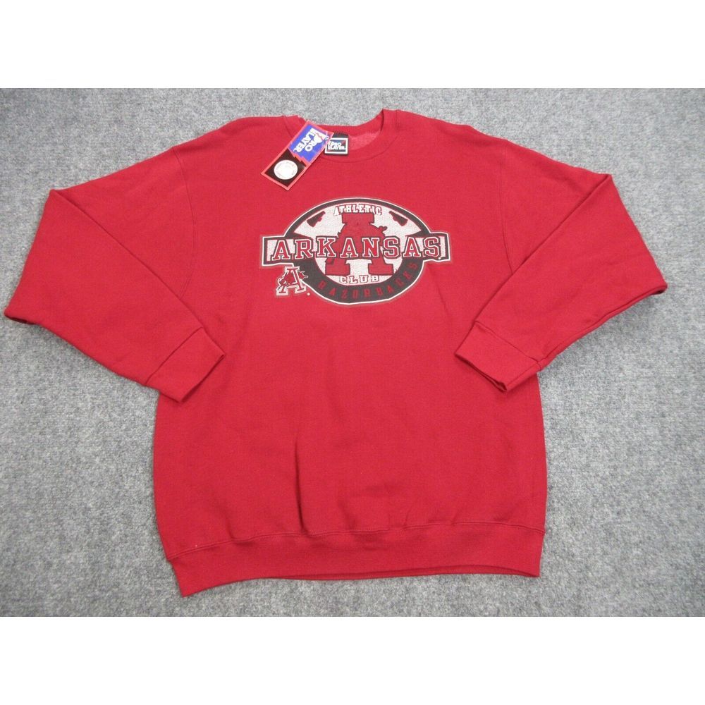 VINTAGE Arkansas Razorbacks Sweater Mens Large Red‎ College Football Pro Player